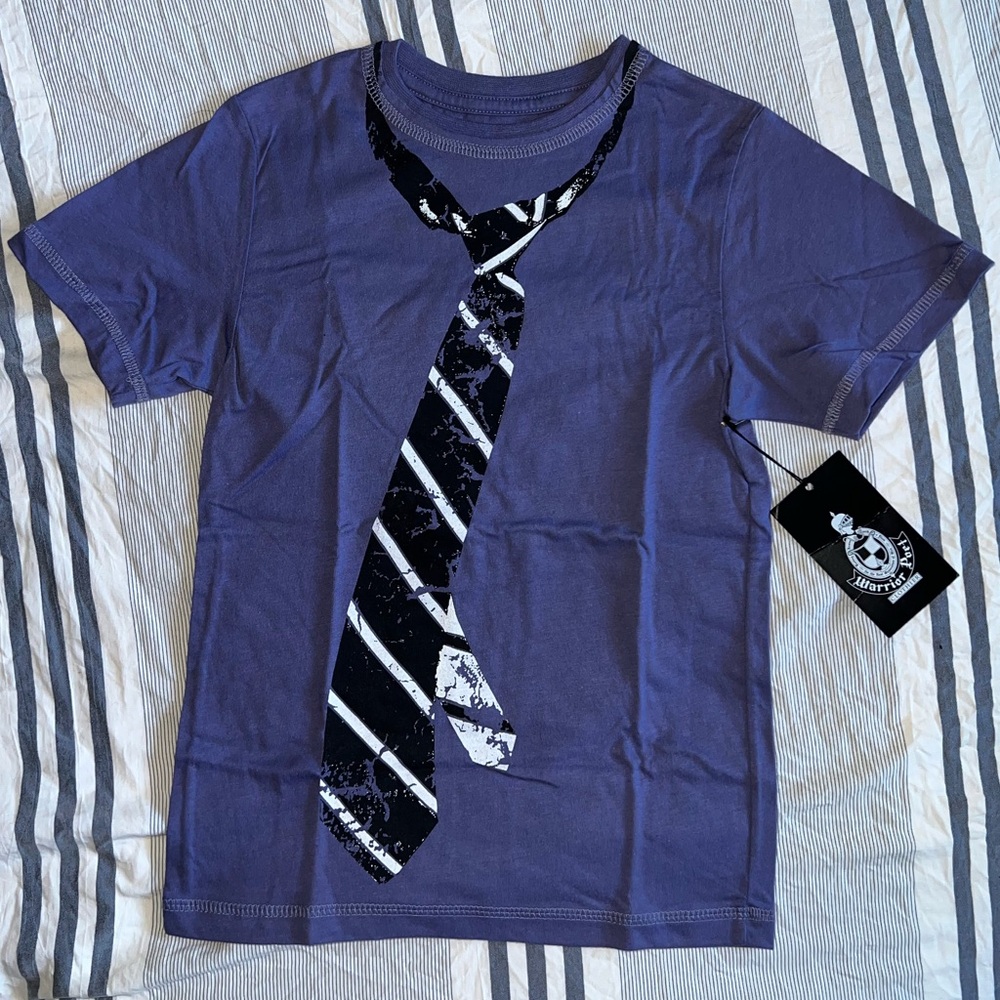 Purple boys t-shirt with faux tie design
